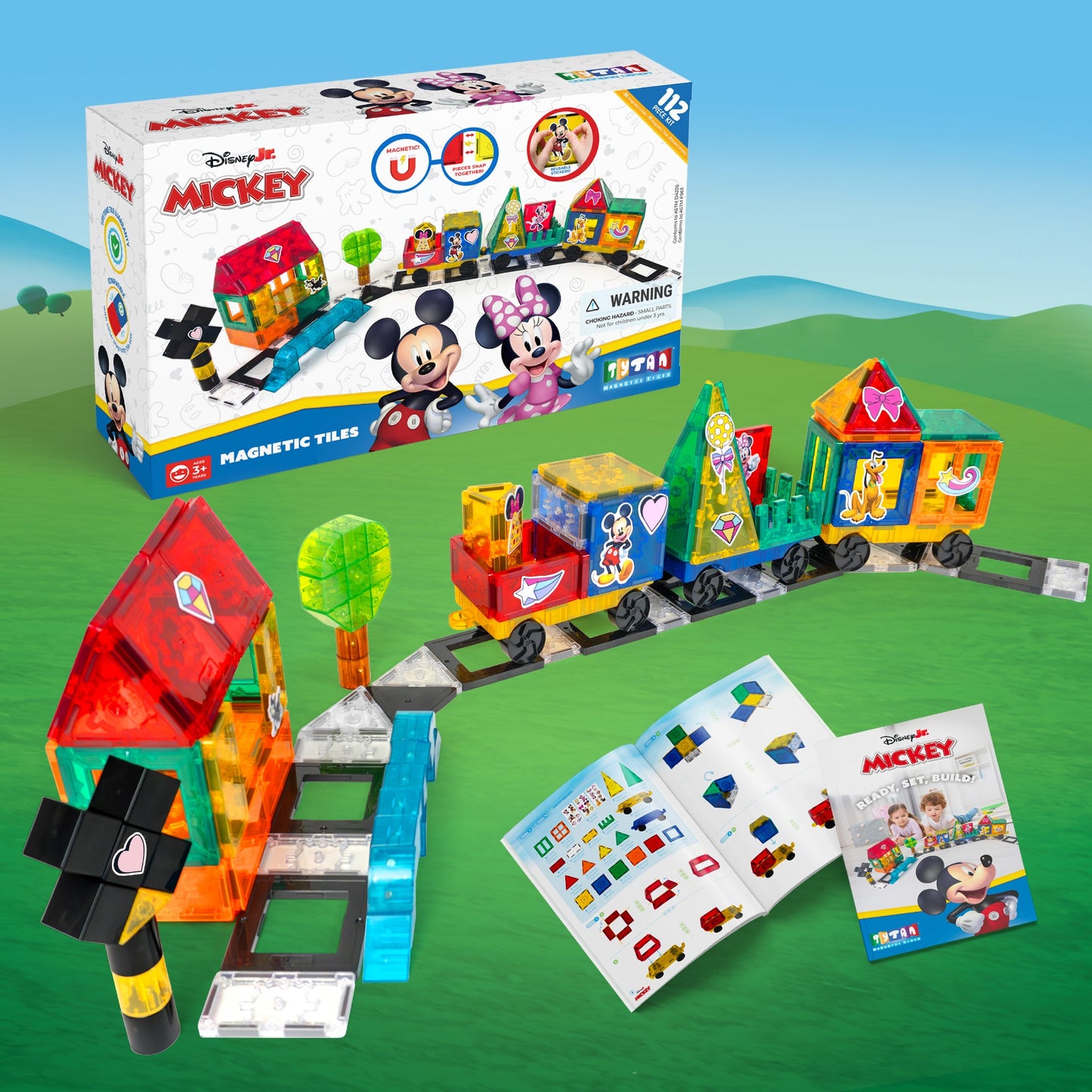 Mickey Mouse Train Magnetic Tile Set (112 Pieces)