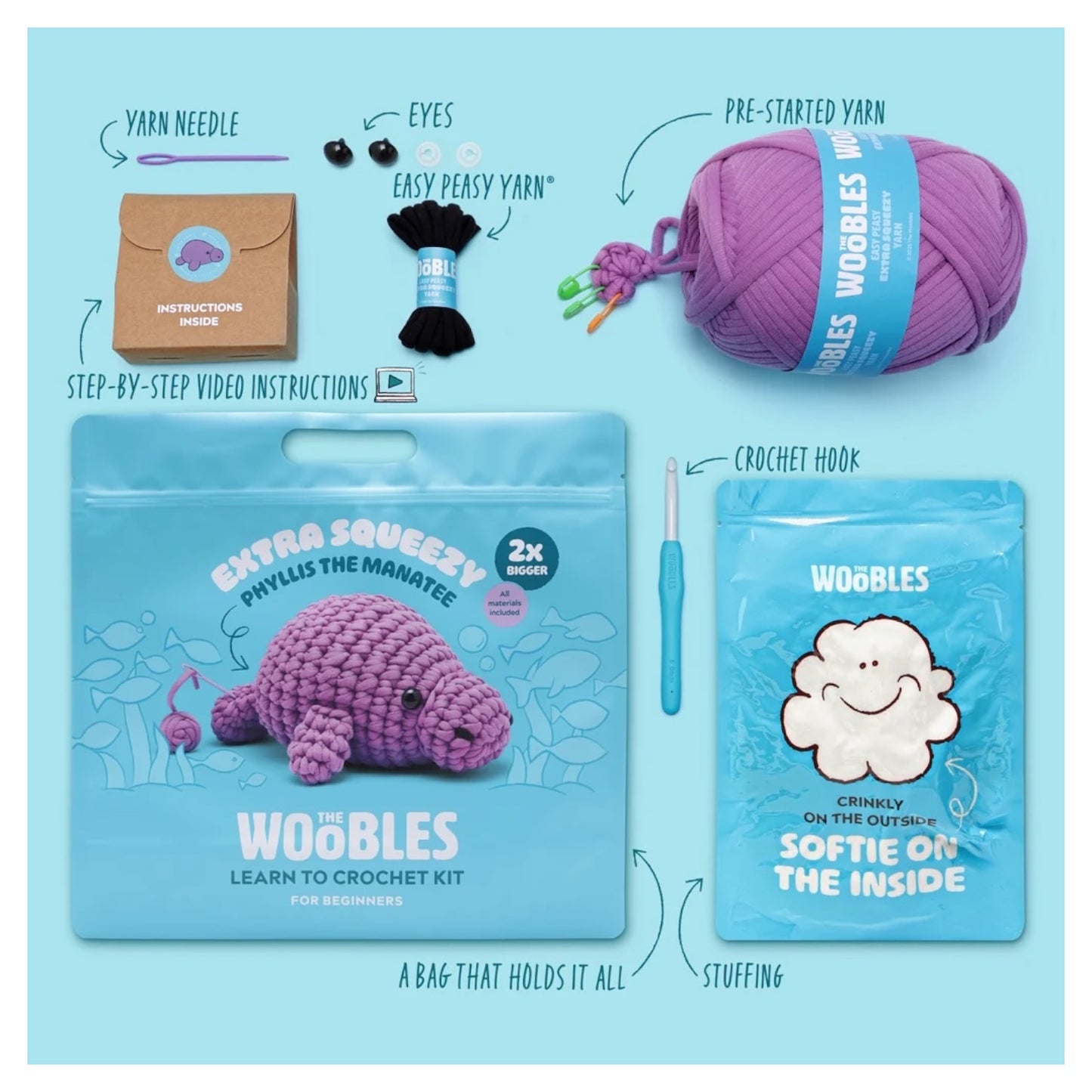 Phyllis the Manatee Extra Squeezy Crochet Kit