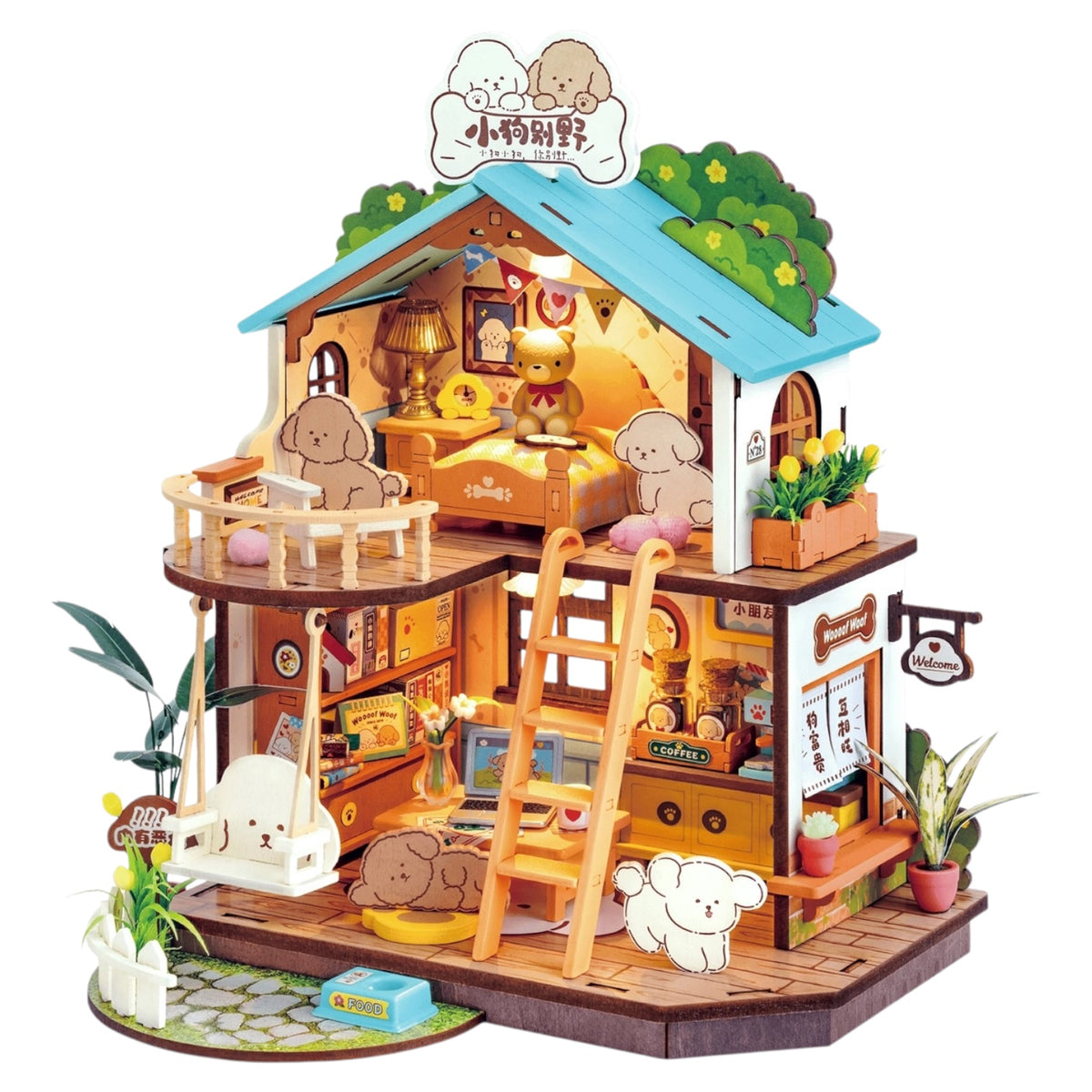 DIY Miniature House Kit: Puppy's Cozy Villa