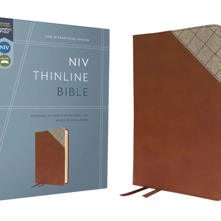 NIV Thinline Bible (Leathersoft Brown, Red Letter)