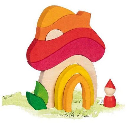 Wooden Mushroom House Building Set