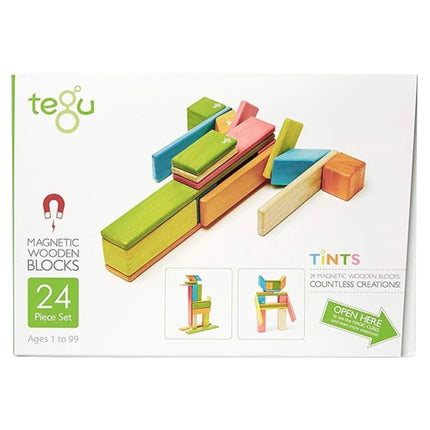 24 Piece Magnetic Wooden Block Set (Tints)