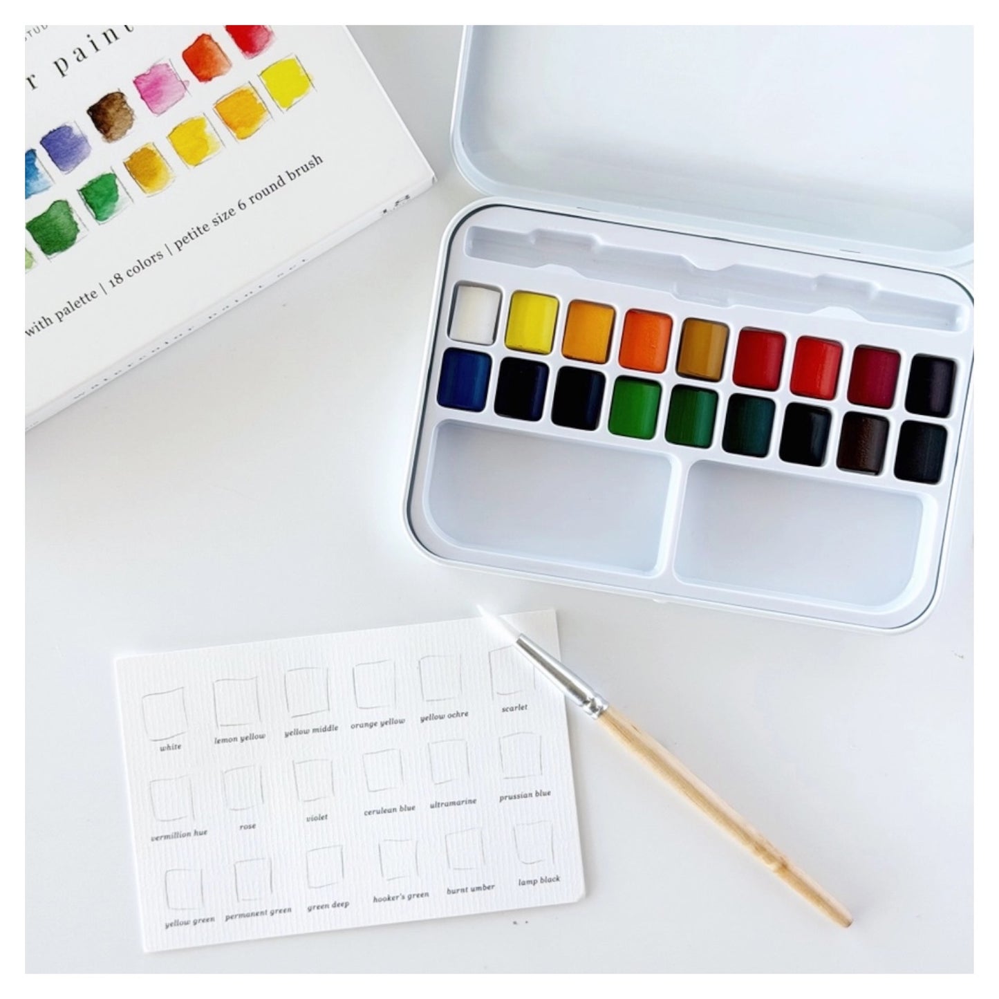 Watercolor Paint Set 18 Colors with Brush