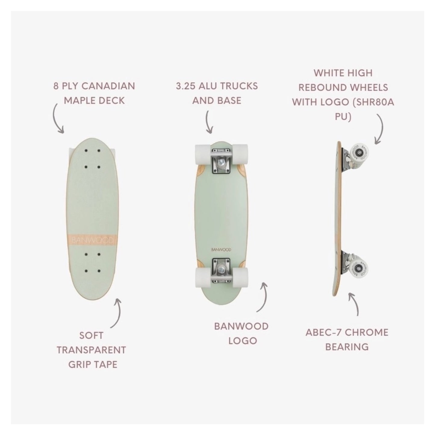 Banwood Skateboard: Pale Mint