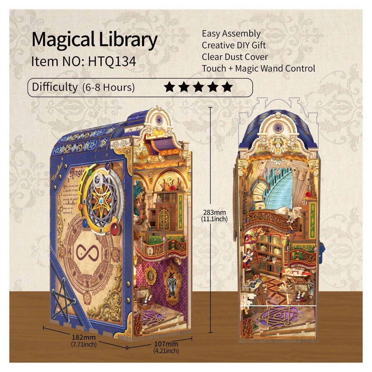 DIY Book Nook Kit: Magical Library w/ Dust Cover